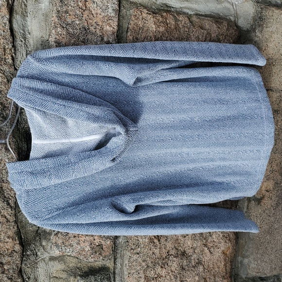 Faherty Seabrook French Terry Hoodie Poncho V-Neck Herringbone Large - Picture 2 of 16